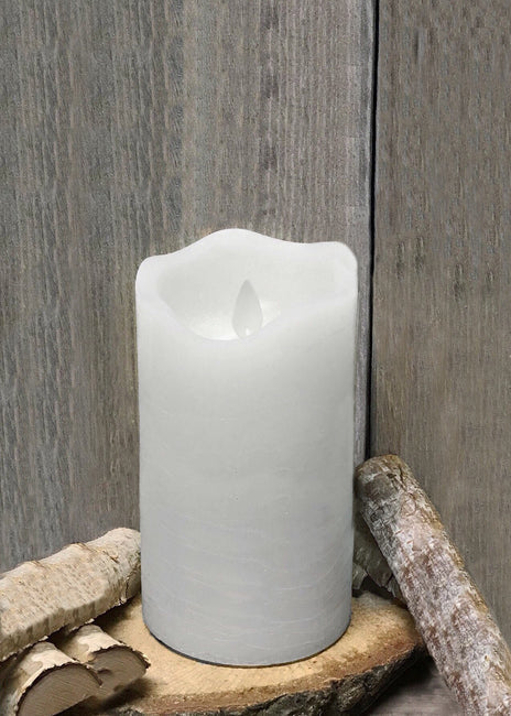 3x6" white rustic flameless candle