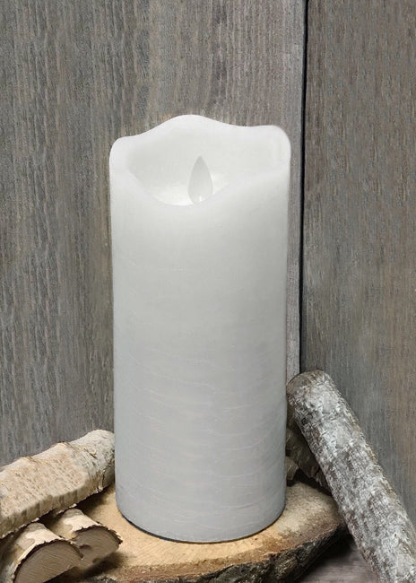 3x8" white rustic flameless candle
