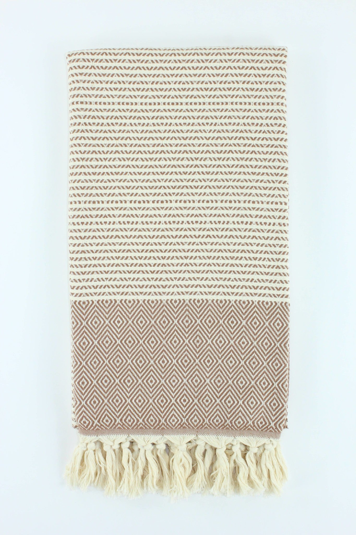 Premium Turkish towel striped diamond brown
