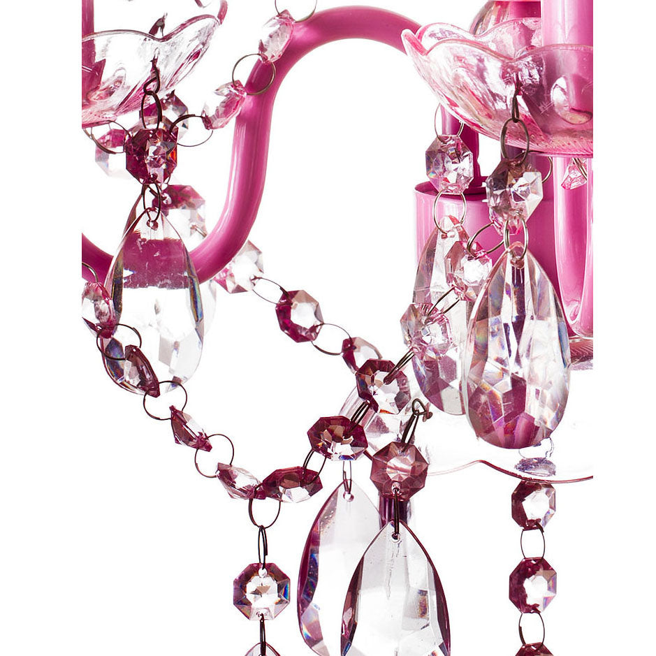 3 light pink plug in chandelier