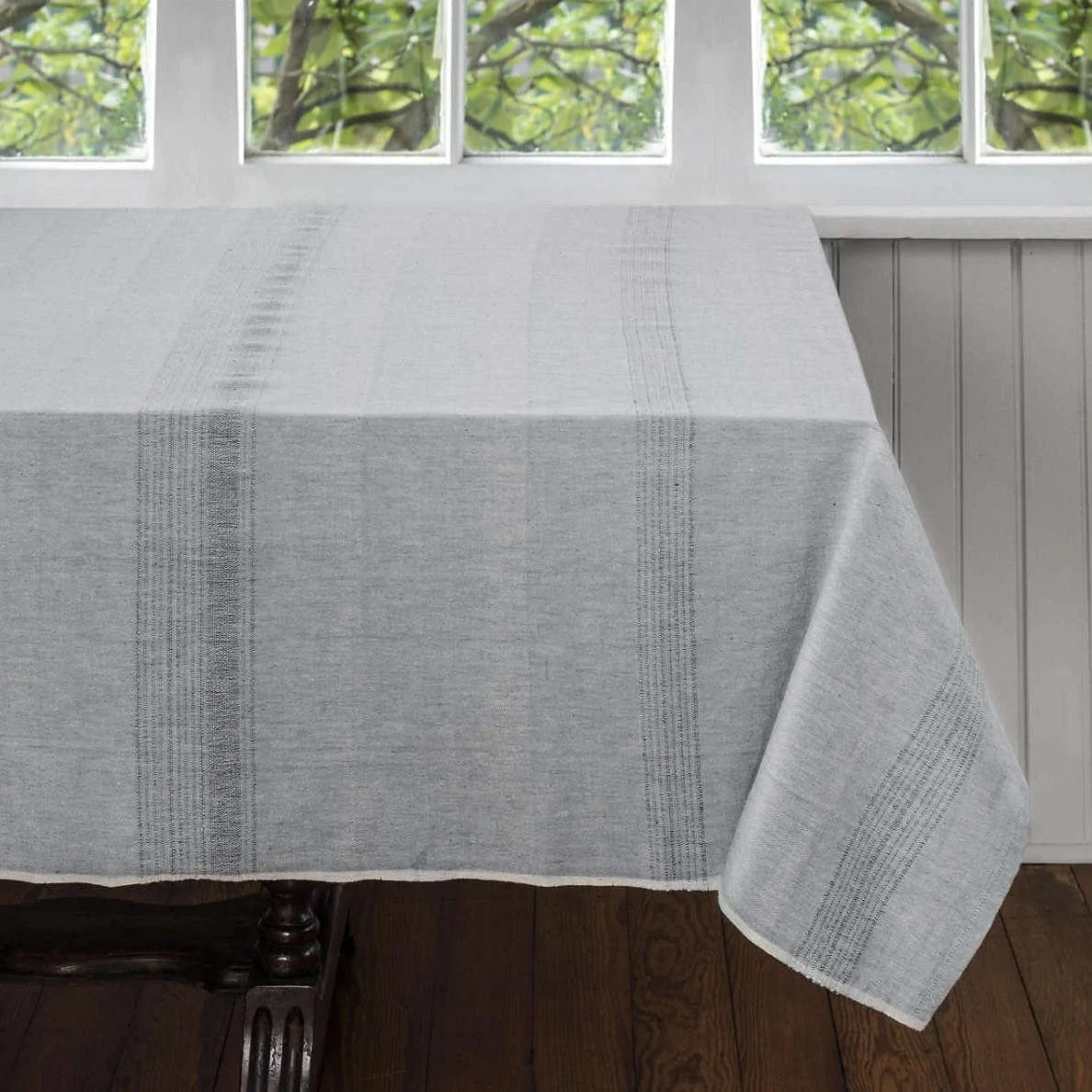 Sea salt hand woven cotton tablecloth 108x70"