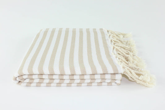 Premium Turkish striped towel beige