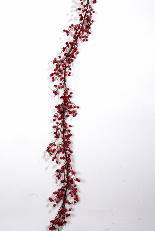 6' Red Berries Garland - Outdoor