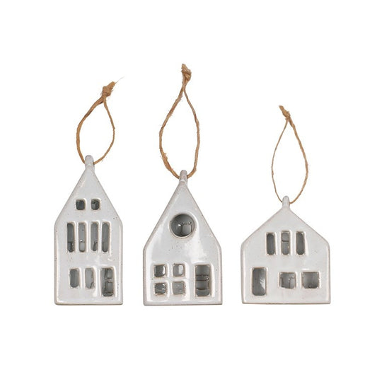 Vail chalet ornament s/3 white