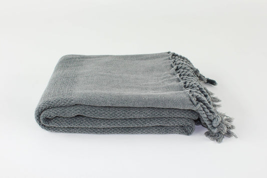 Premium stone washed Turkish towel grey