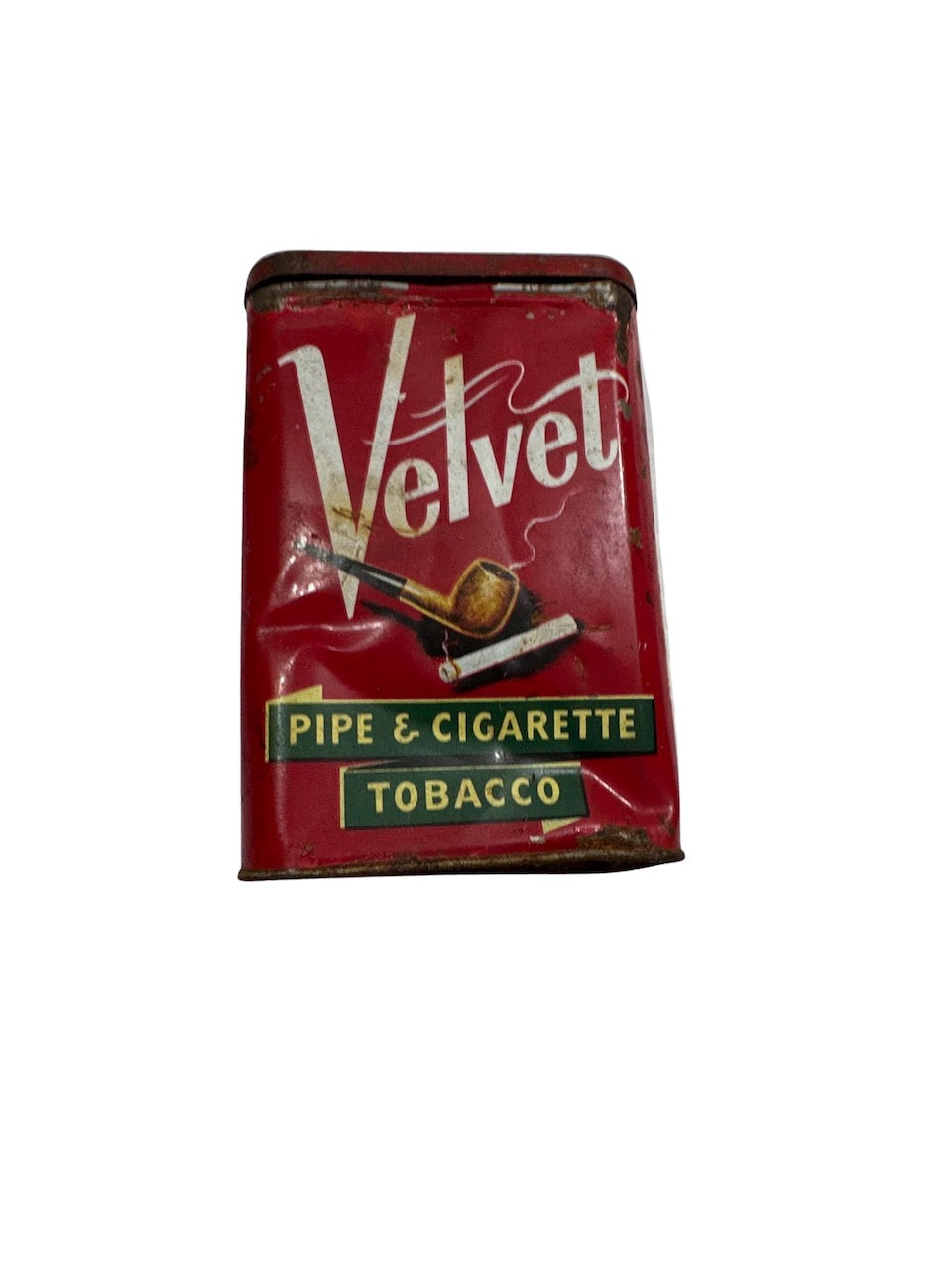 Vintage Velvet Pipe & Cigarette Tobacco tin