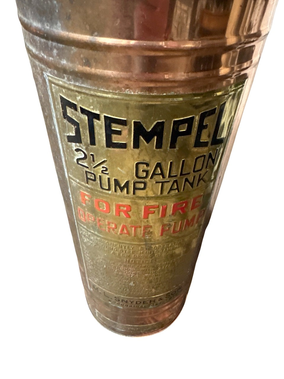 Vintage Stempel 2.5gal copper fire extinguisher