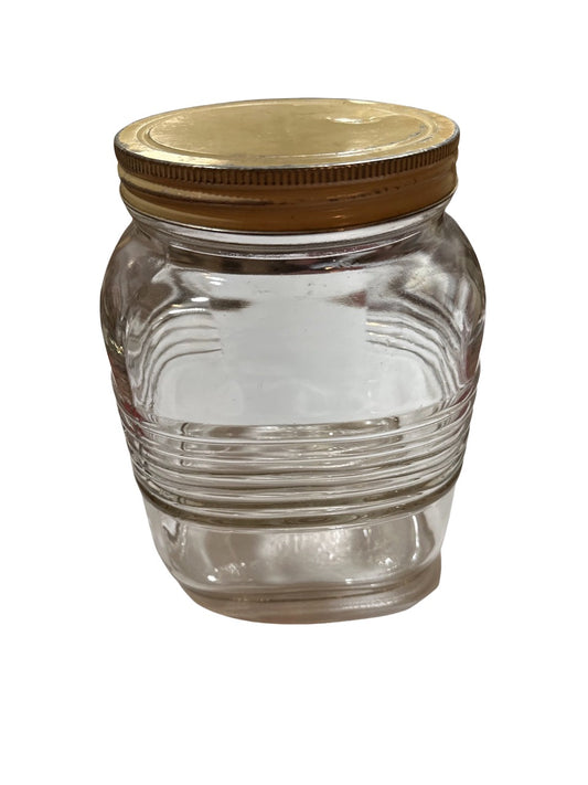 Vintage glass coffee jar w/lid