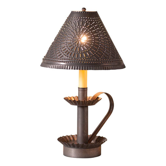 Plantation Candlestick Lamp with Chisel Shade in Kettle