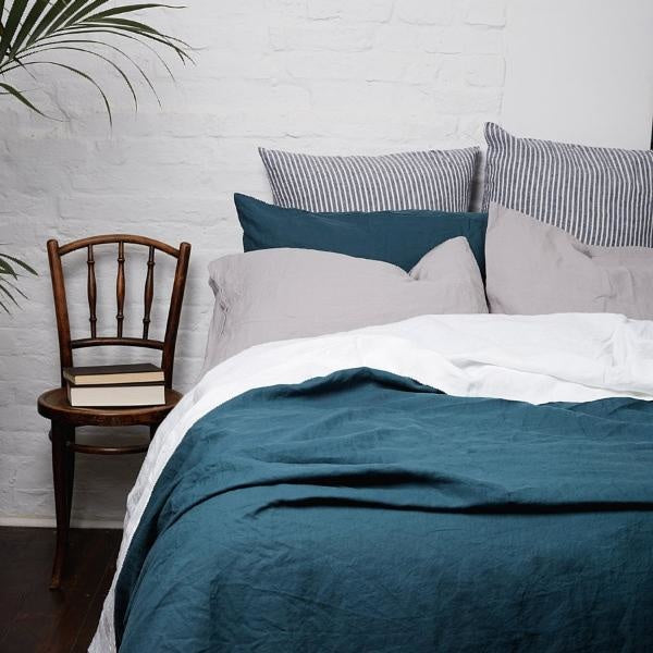 Deep teal Linen duvet cover KING