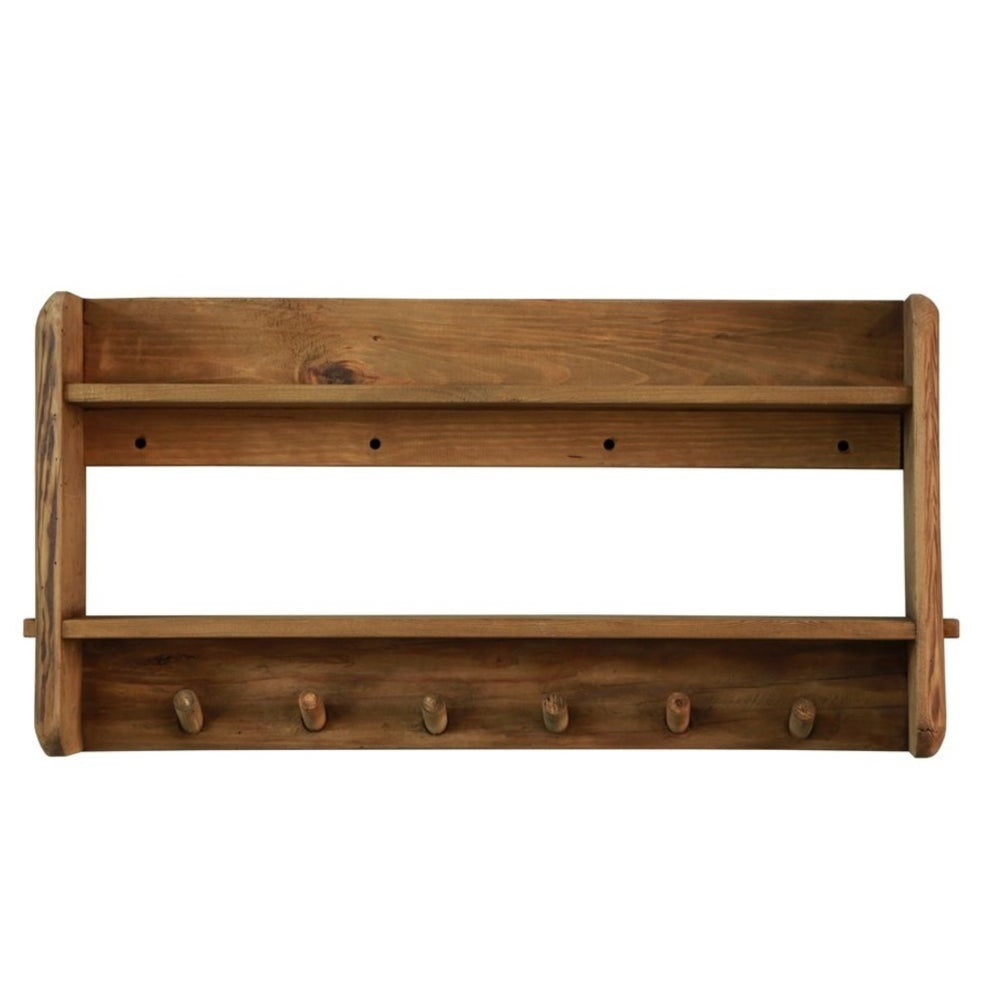 Reclaimed Wooden Hook Rack With Shelf