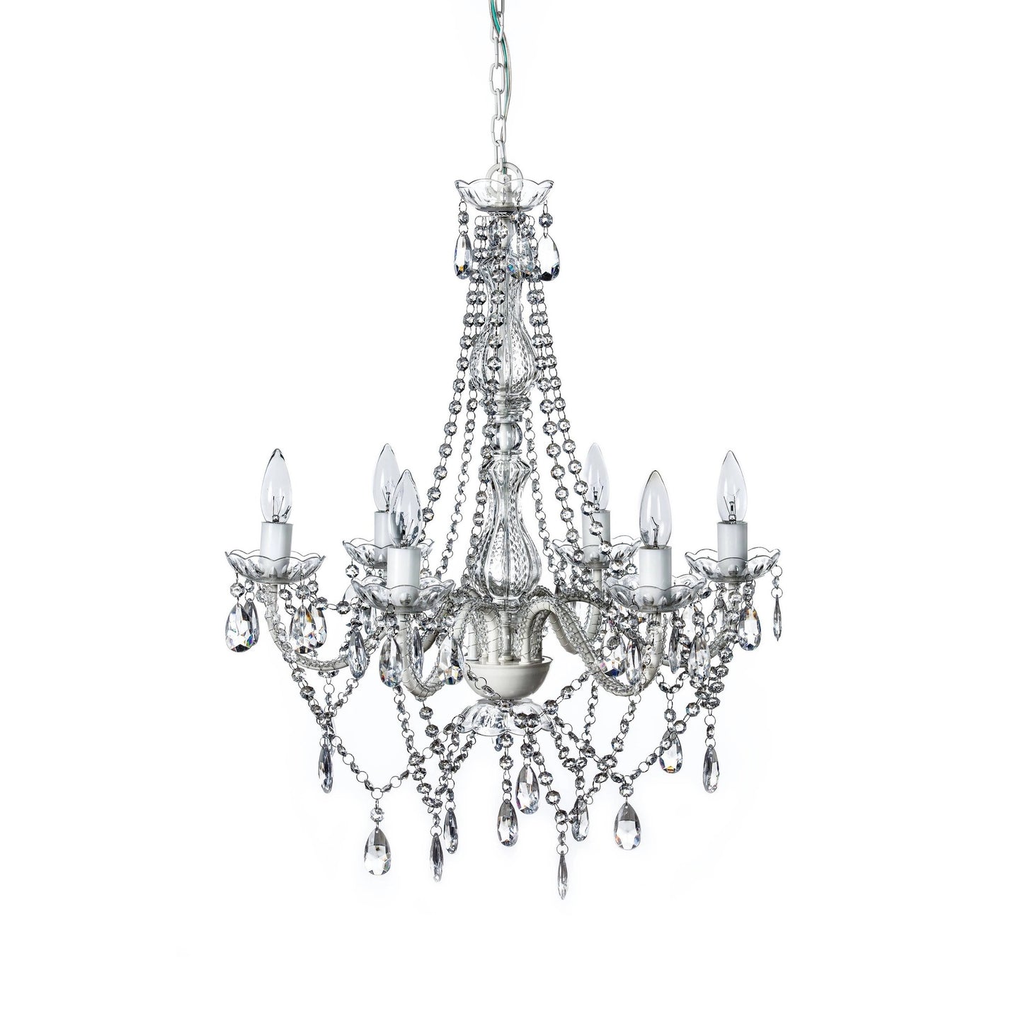 6 light crystal white chandelier