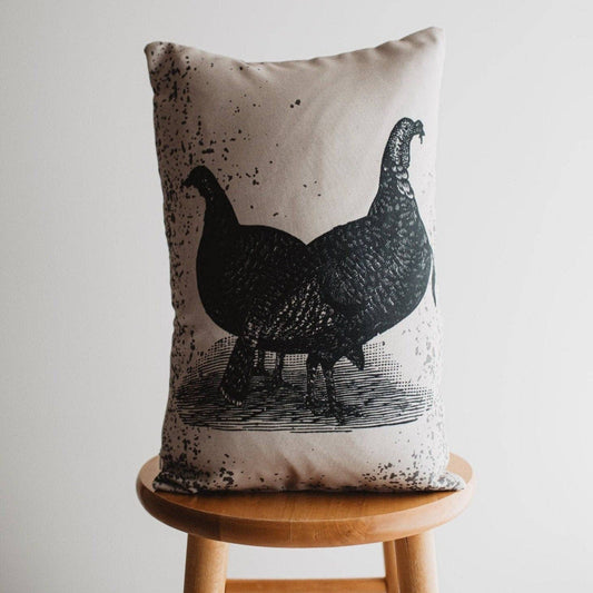 Primitive Black Turkeys Lumbar Pillow 12 x 18"