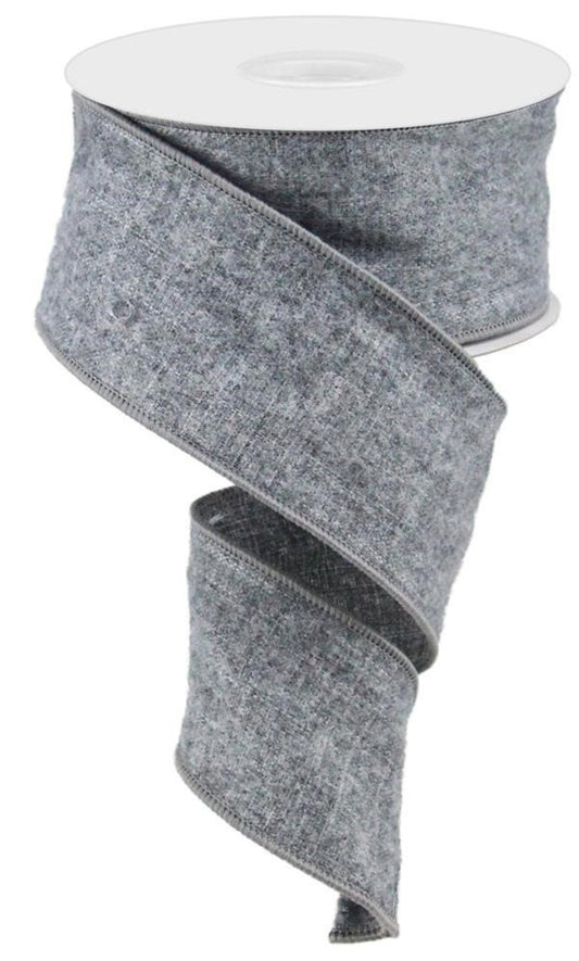 Dark grey fuzzy burlap ribbon 2.5x10YD