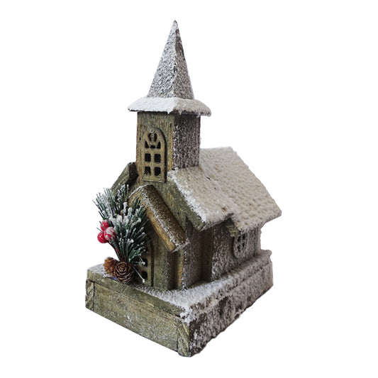 Wood church 10"