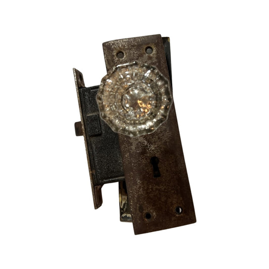 Antique glass door knob 12 point w/hardware