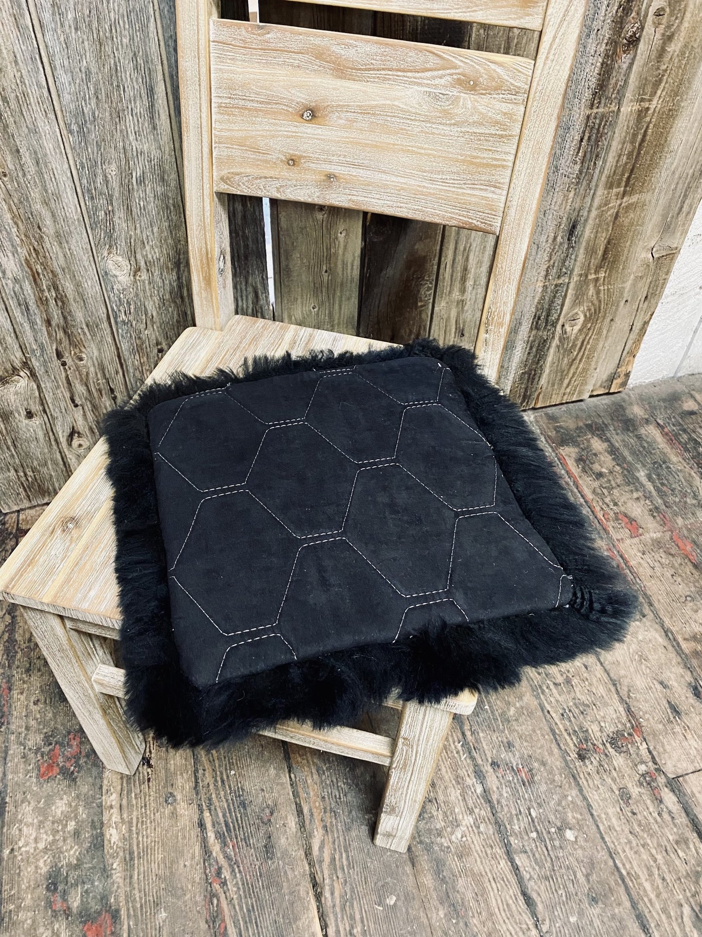 Sheepskin Cushion / Chairpad 14" BLACK