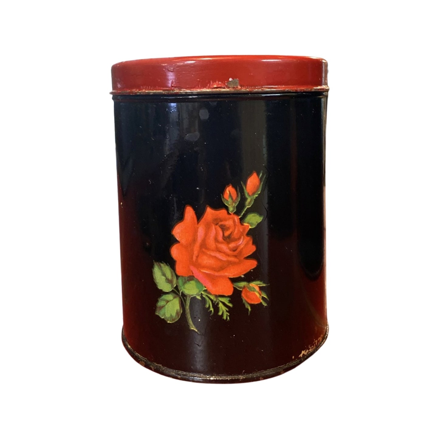 Vintage canister black rose s/4