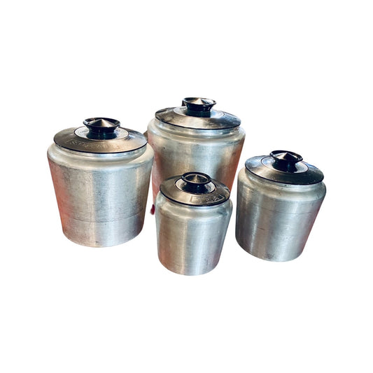 Vintage aluminum canister s/4