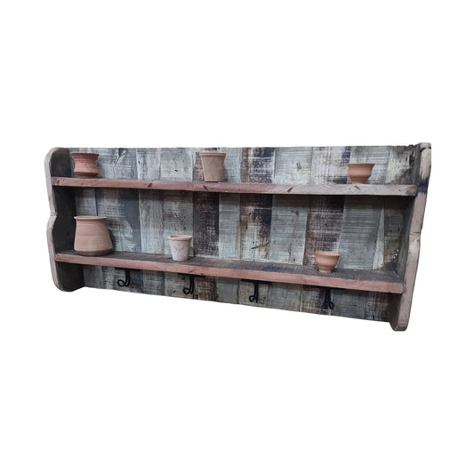 Wood wall rack w/shelf