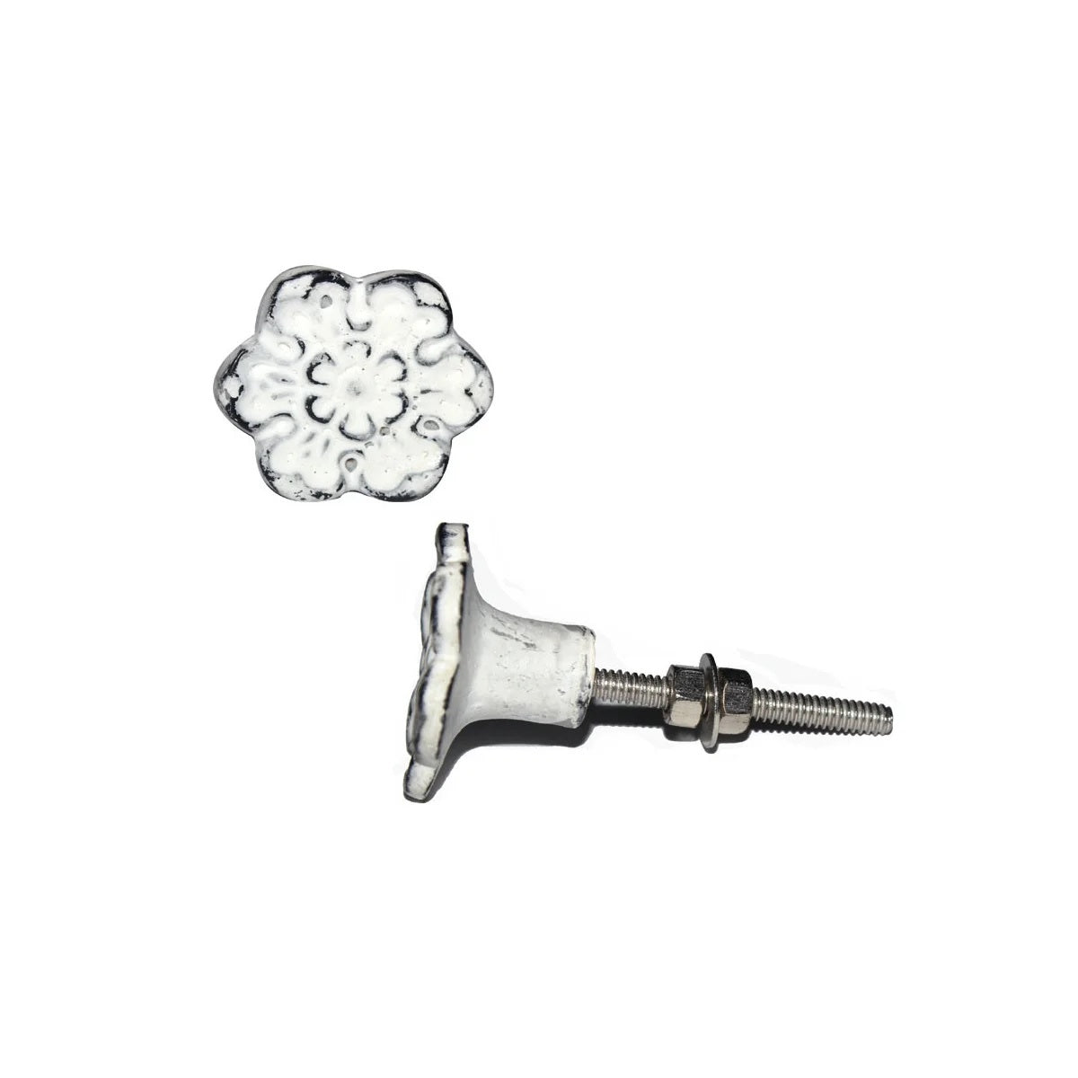 flower knob cast iron cream