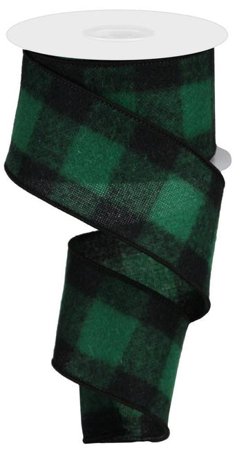 Green/Black check flannel ribbon 2.5"x10YD