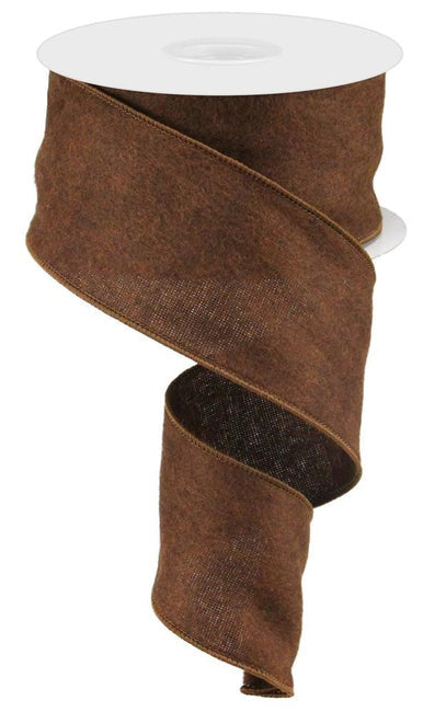 Brown fuzzy burlap ribbon 2.5"x10YD