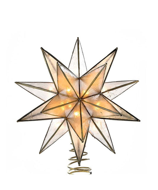 8.25" UL 10-light Capiz gold star tree-topper