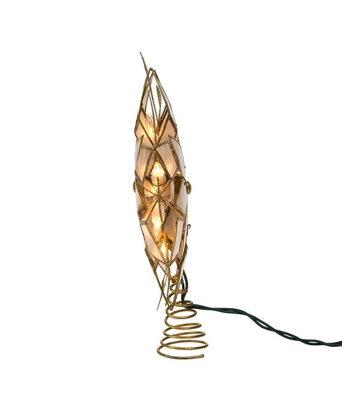 9.5" UL 10-light gold glittered Capiz star treetop