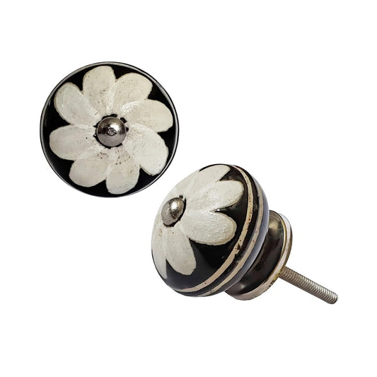 Art deco ceramic flower knob