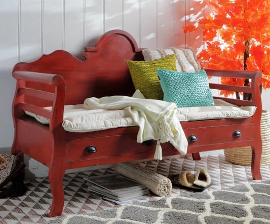 Wood red sofa antiqued